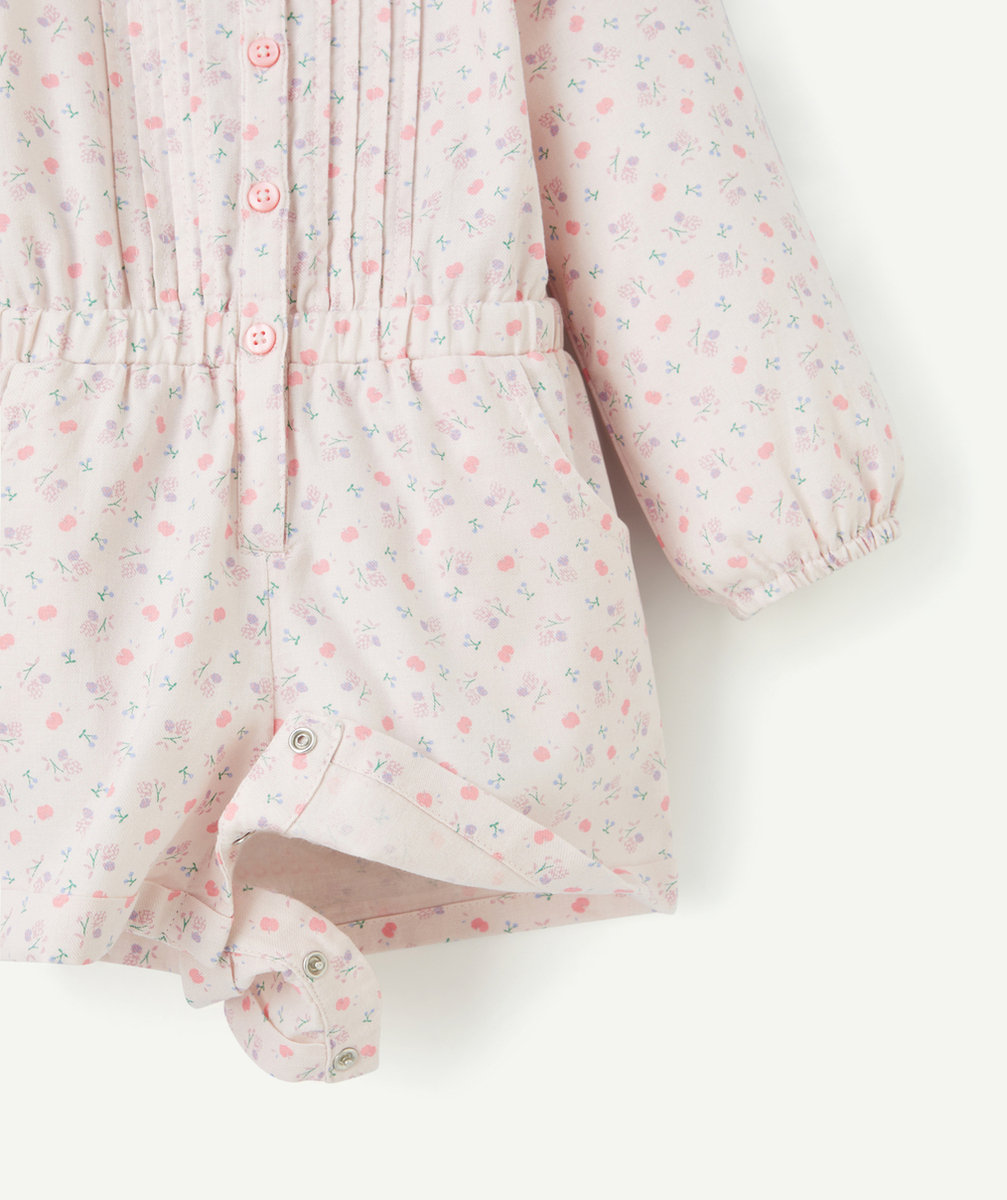 COMBINAISON BÉBÉ FILLE EN COTON BIO ROSE AVEC IMPRIMÉ FLEURI