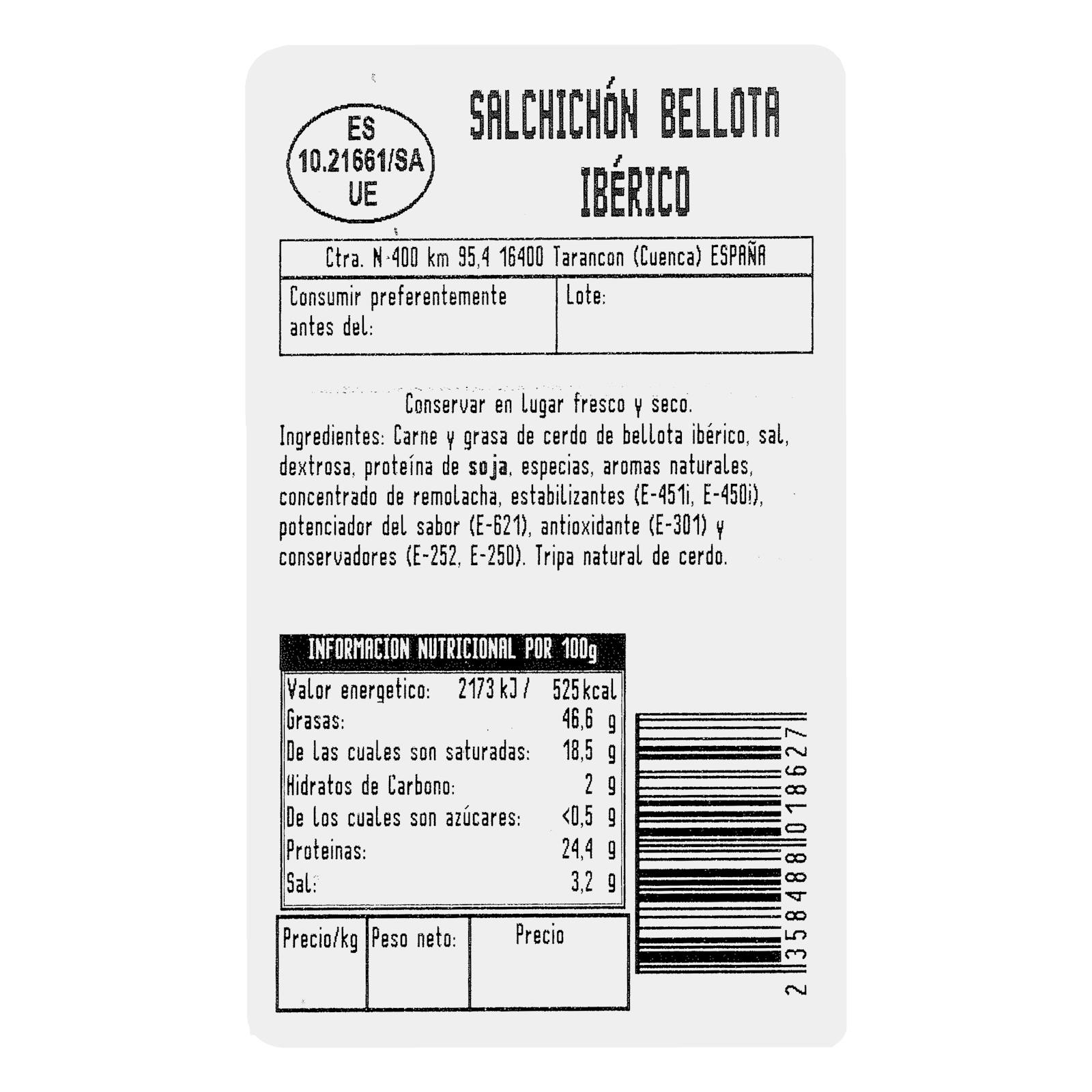 Saucisse ibérique nourrie aux glands de La Hacienda del Ibérico