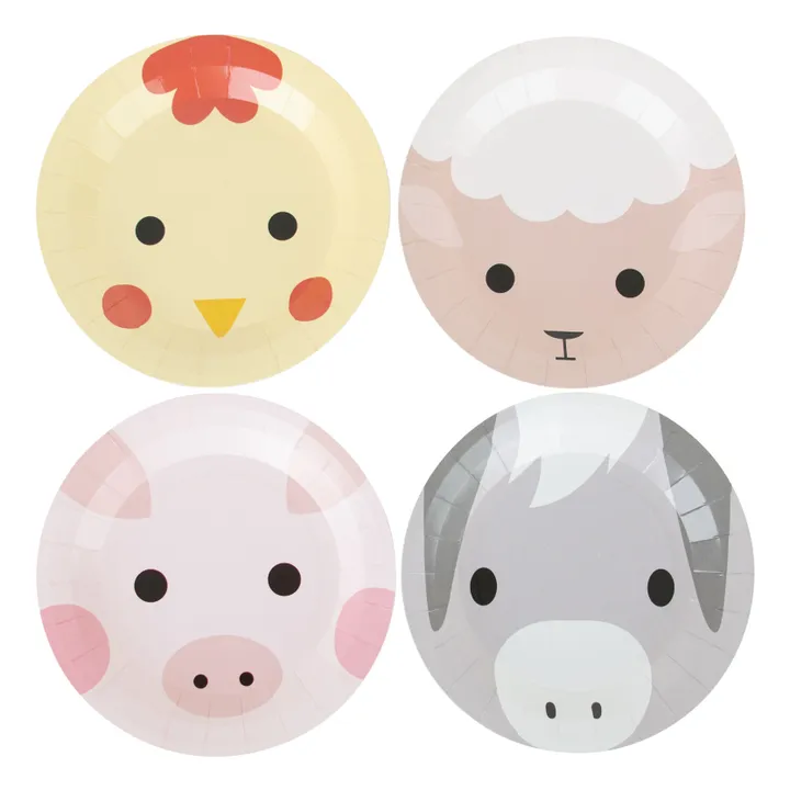 My Little Day Assiettes en carton Mini ferme - Lot de 8