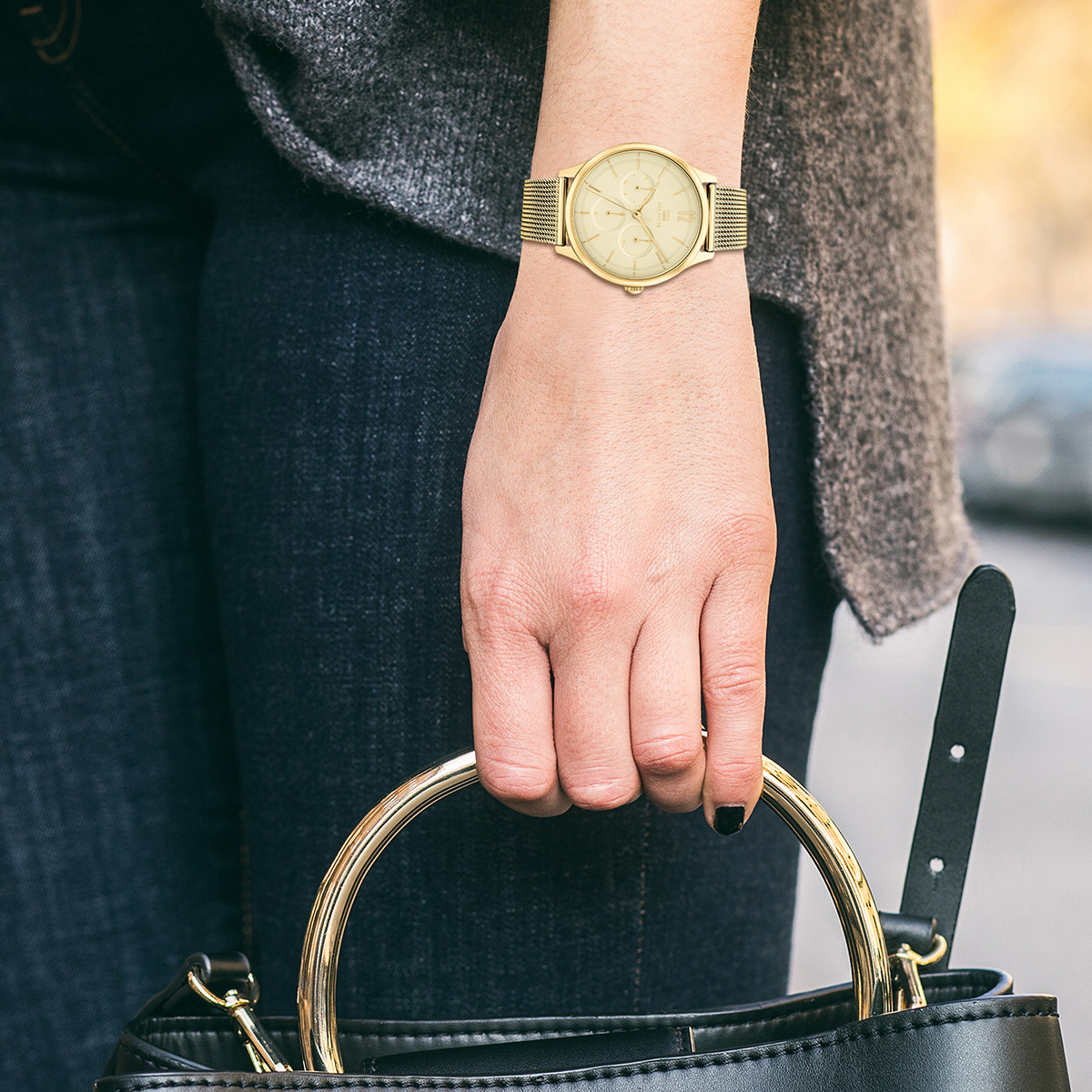 Montre Tommy Hilfiger femme acier doré jaune