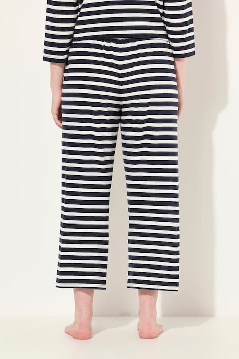 Pyjama-Culotte, Ringel, ausgestelltes Bein, Biobaumwolle