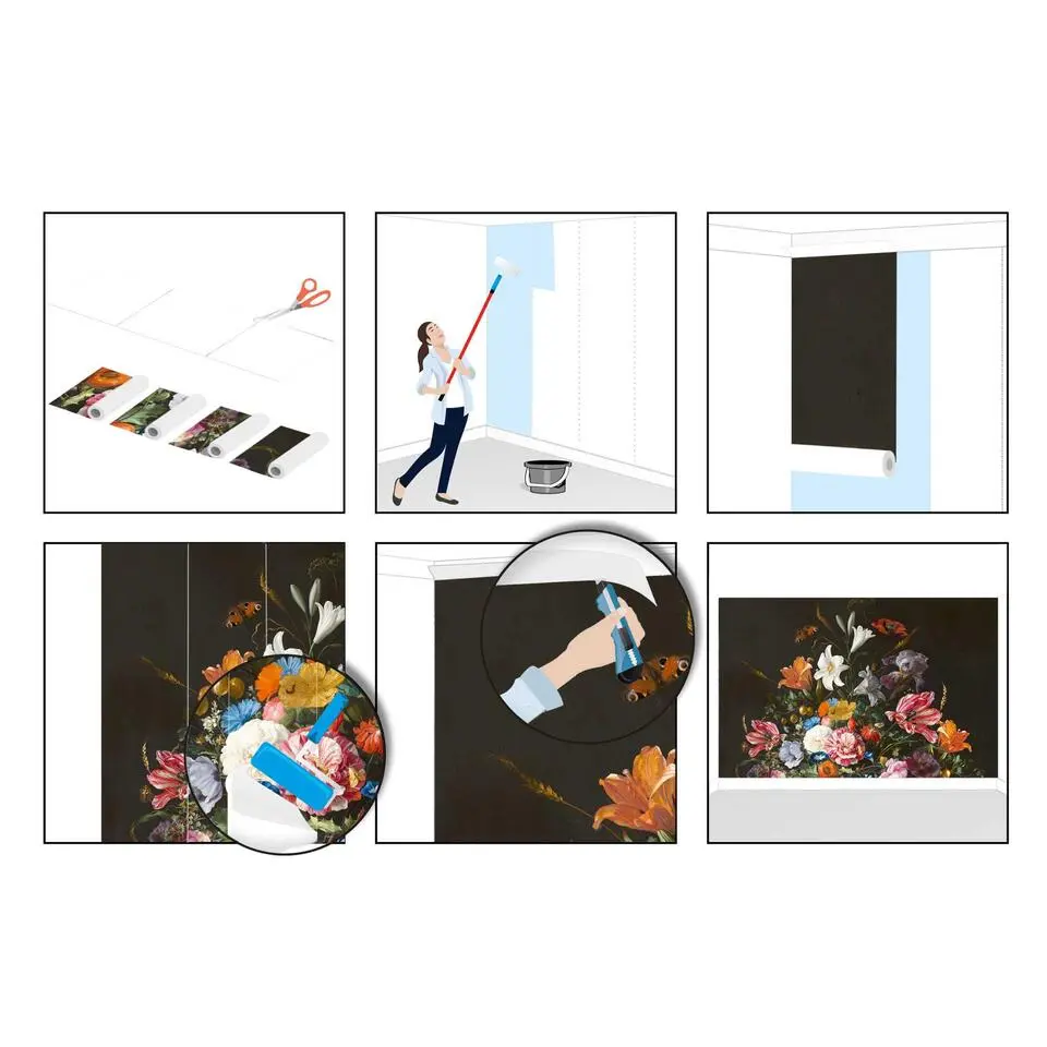 Fotobehang De Heem Stilleven met bloemen op vaas - 260x384cm