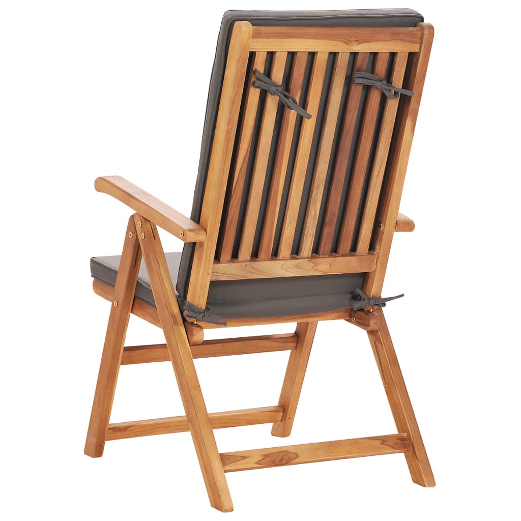 Salon de jardin meuble d'extérieur ensemble de mobilier 5 pièces avec coussins gris bois de teck massif