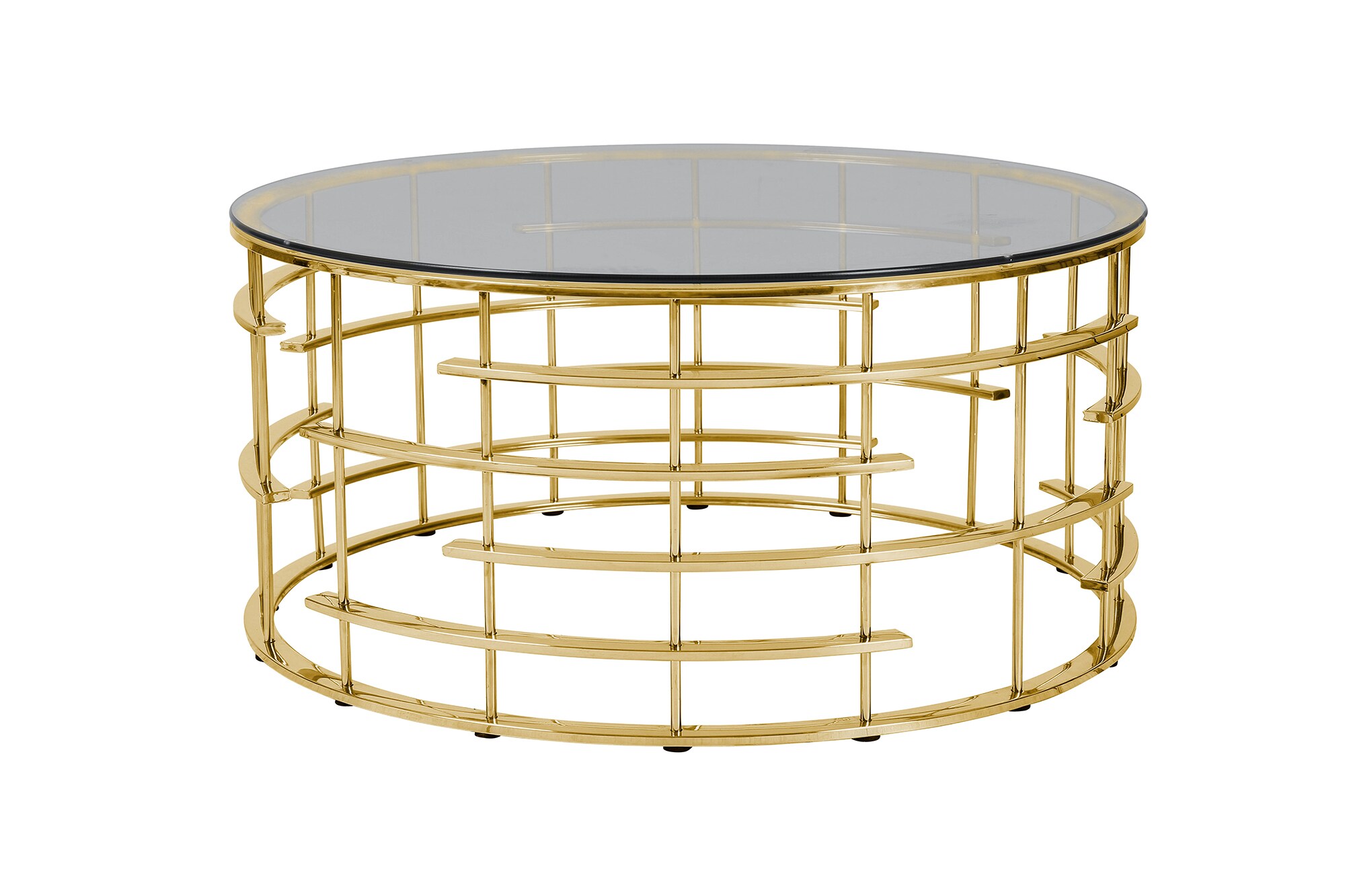 Couchtisch Ø 80 cm gold grau Glastisch Beistelltisch Sofatisch Wohnzimmertisch