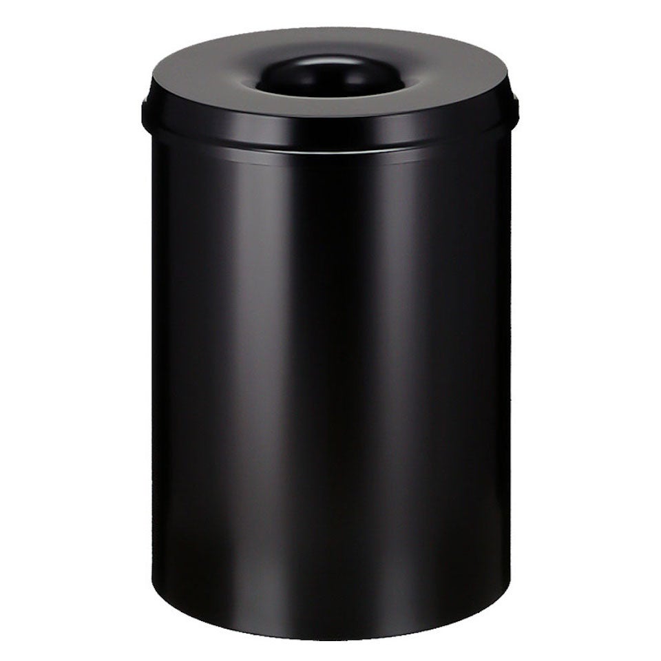 PROREGAL zelfdovende metalen afvalbak en -verzamelaar, 30 liter, HxØ 47 x 33,5 cm, zwart