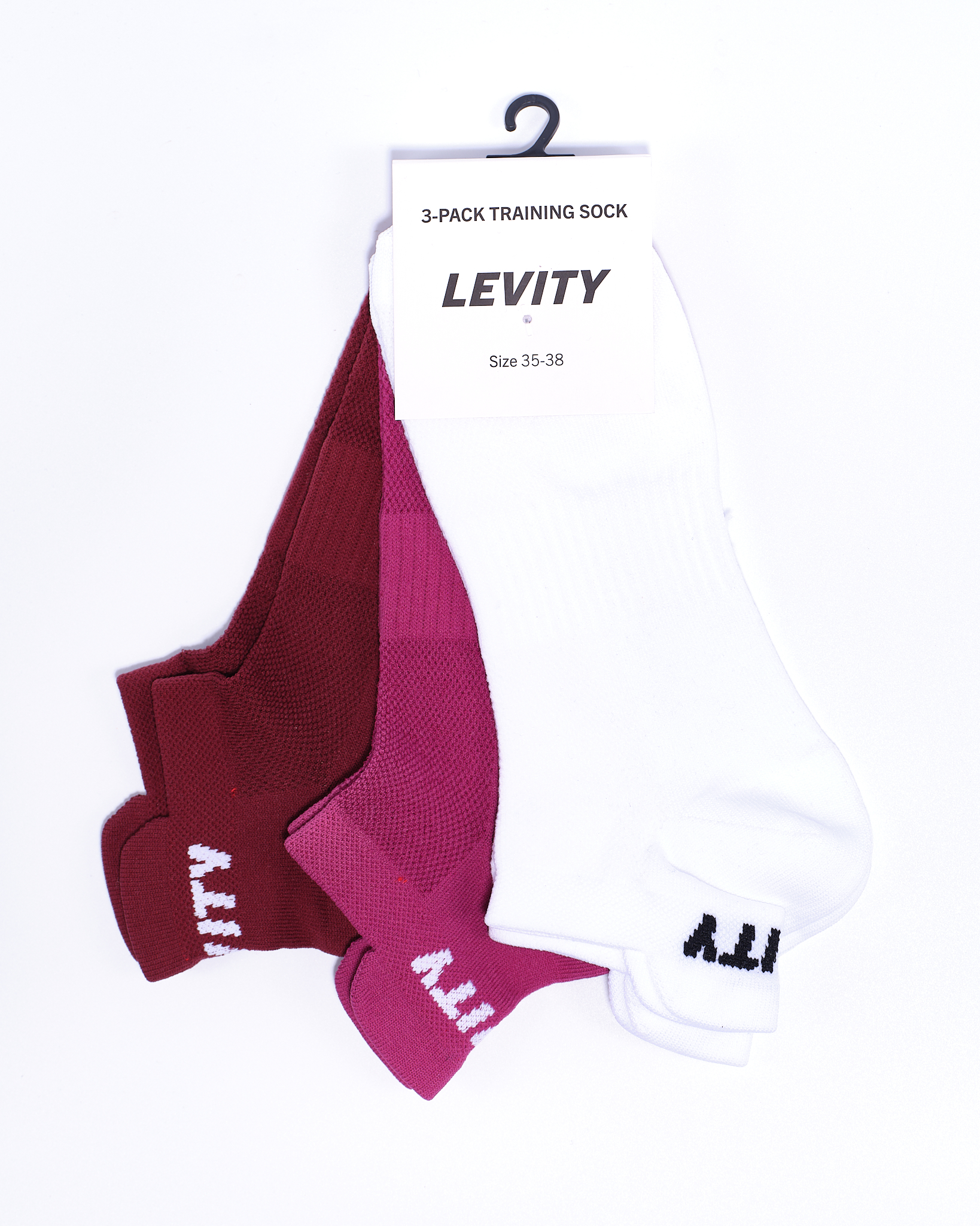 LEVITY 3-pack Training Sock White\Pink\Burgundy