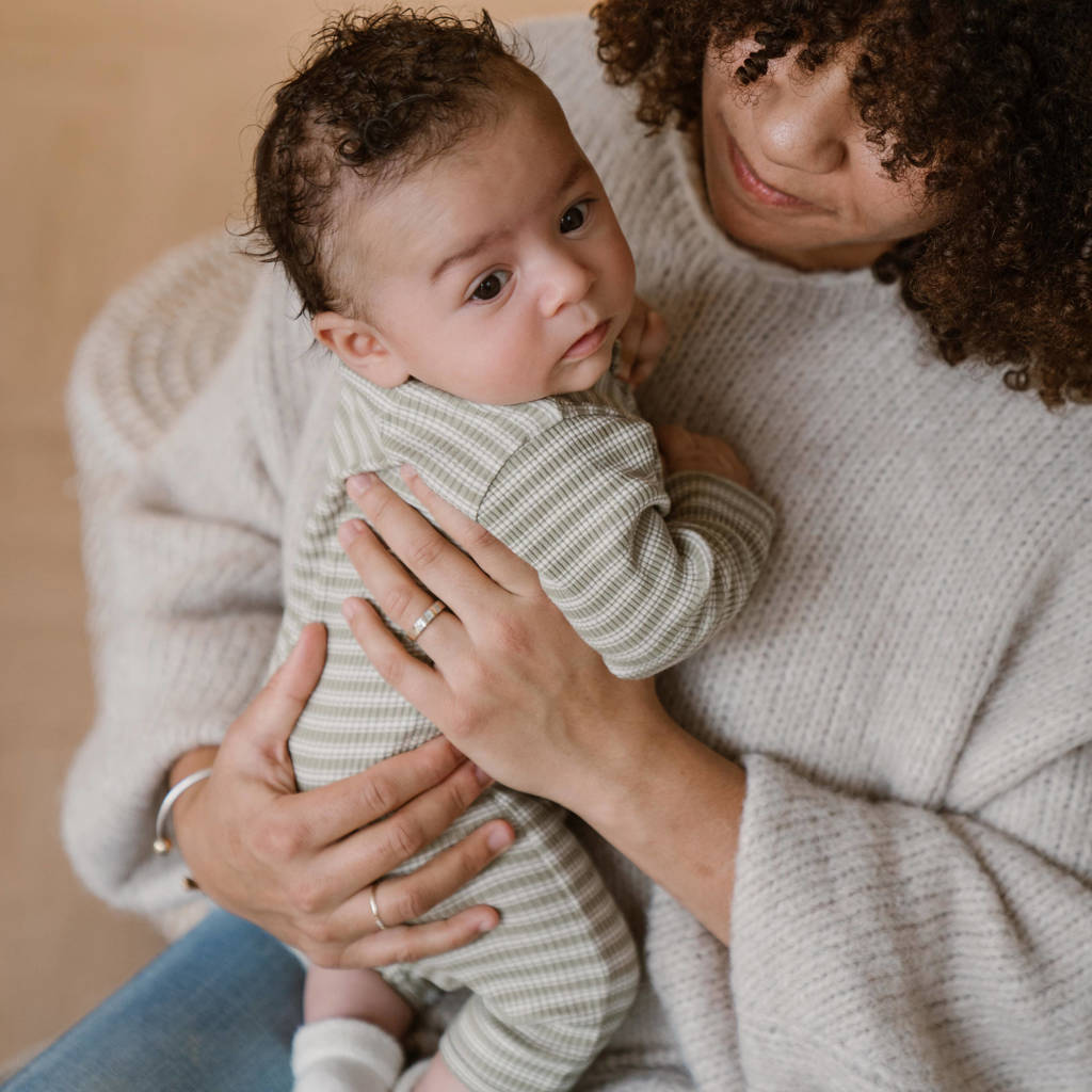 Dirkje baby gestreept boxpak groen