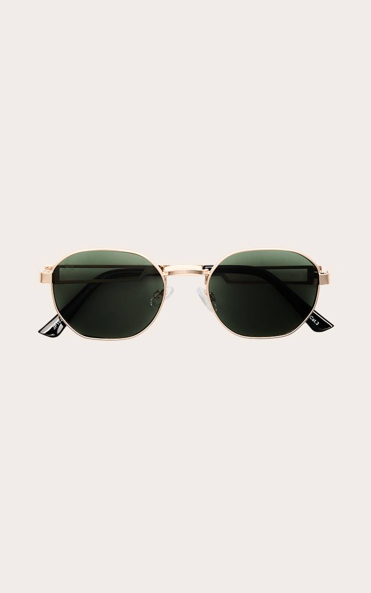 Doré Lunettes De Soleil Aviateur Classiques En Métal Jeepers Peepers Verres Verts