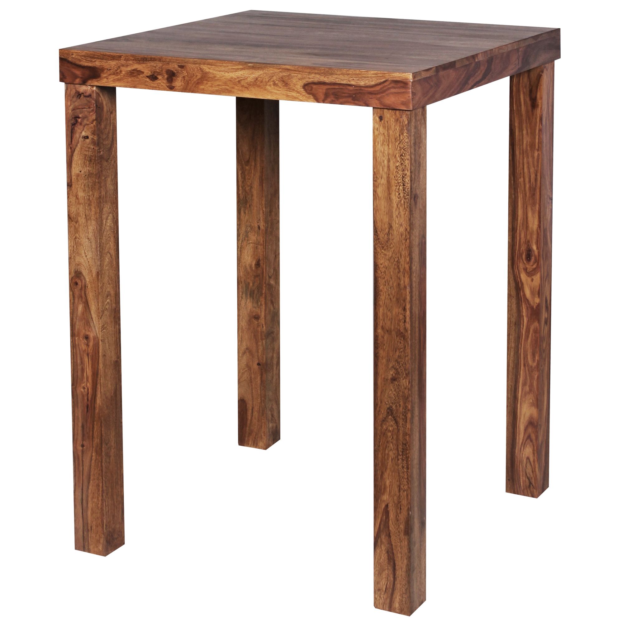 FineBuy Bartisch Massivholz Sheesham 80x80x110cm Stehtisch Bistrotisch Tisch