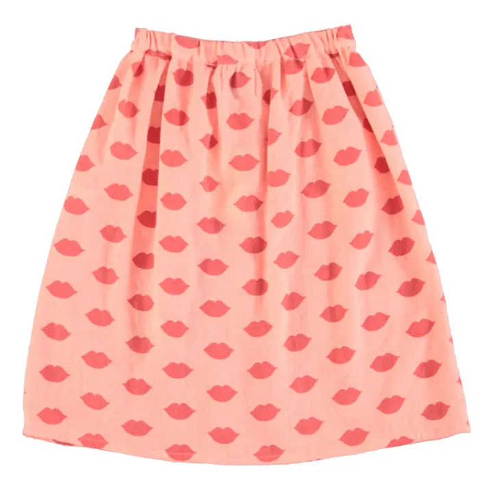 Piupiuchick Jupe Poches Lips Coton Bio | Rose pêche