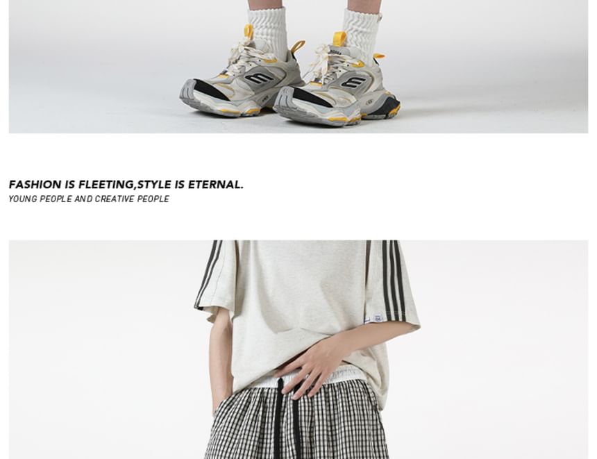 AXEN - Bermudashorts met trekkoord in de taille, geruit en contrasterende bies