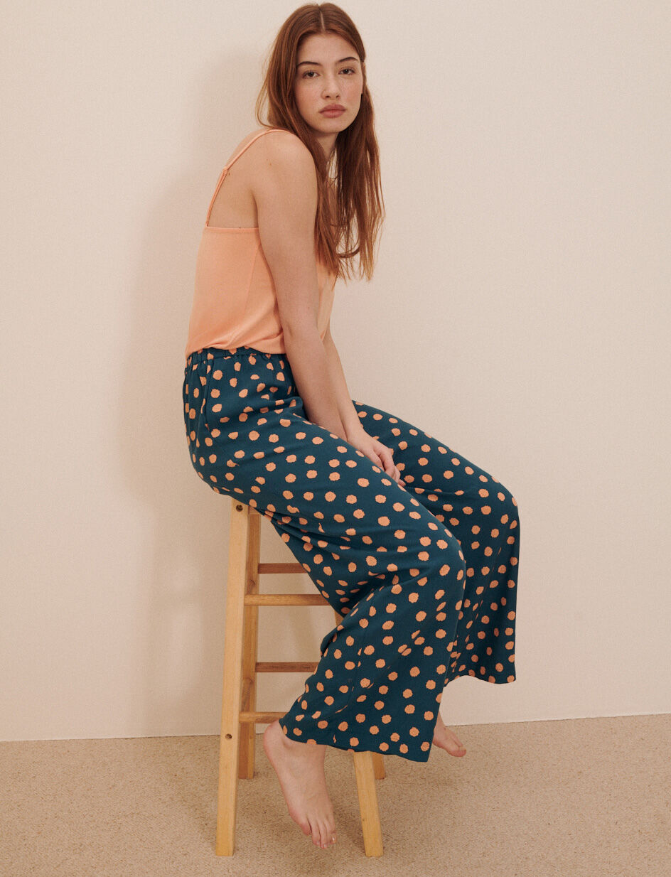 Pantalon - pois texture bleu fonce