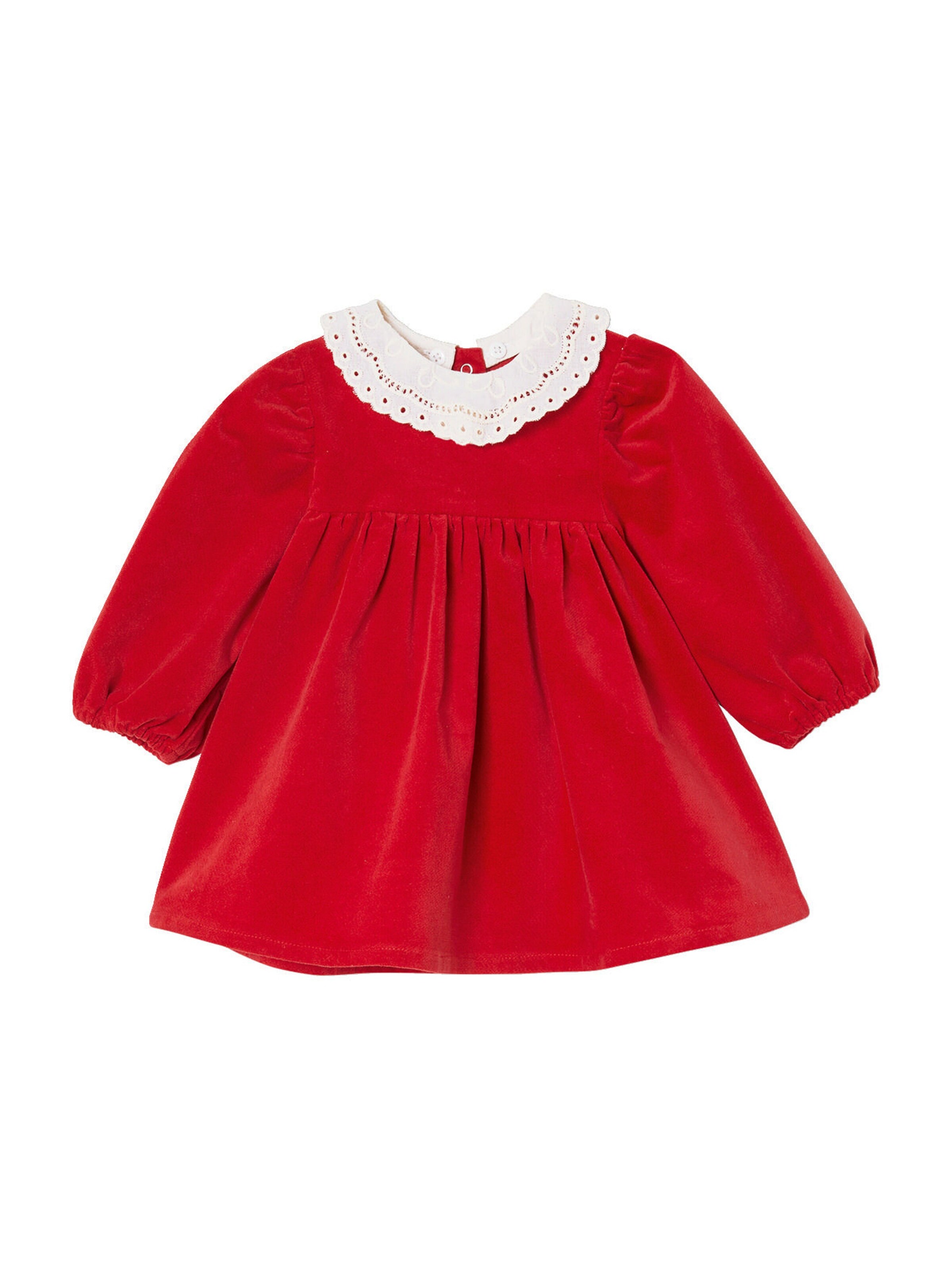 Vertbaudet Baby-Set: Samtkleid & Strumpfhose rot