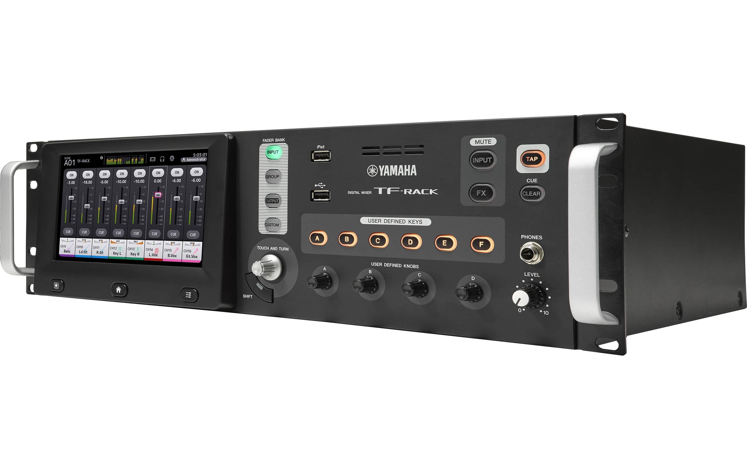 Mischpult TF-RACK - 40-Kanal, digital<br>19-Zoll-Rack-Variante eines vielseitigen Digitalmixers der TF-Serie mit TouchFlow-Operation, WLAN-Fernsteuerung und optionaler Dante-Audio-Netzwerk-Unterstützung