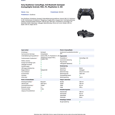 Sony Playstation 5 DualSense trådløs controller - Grey Camouflage