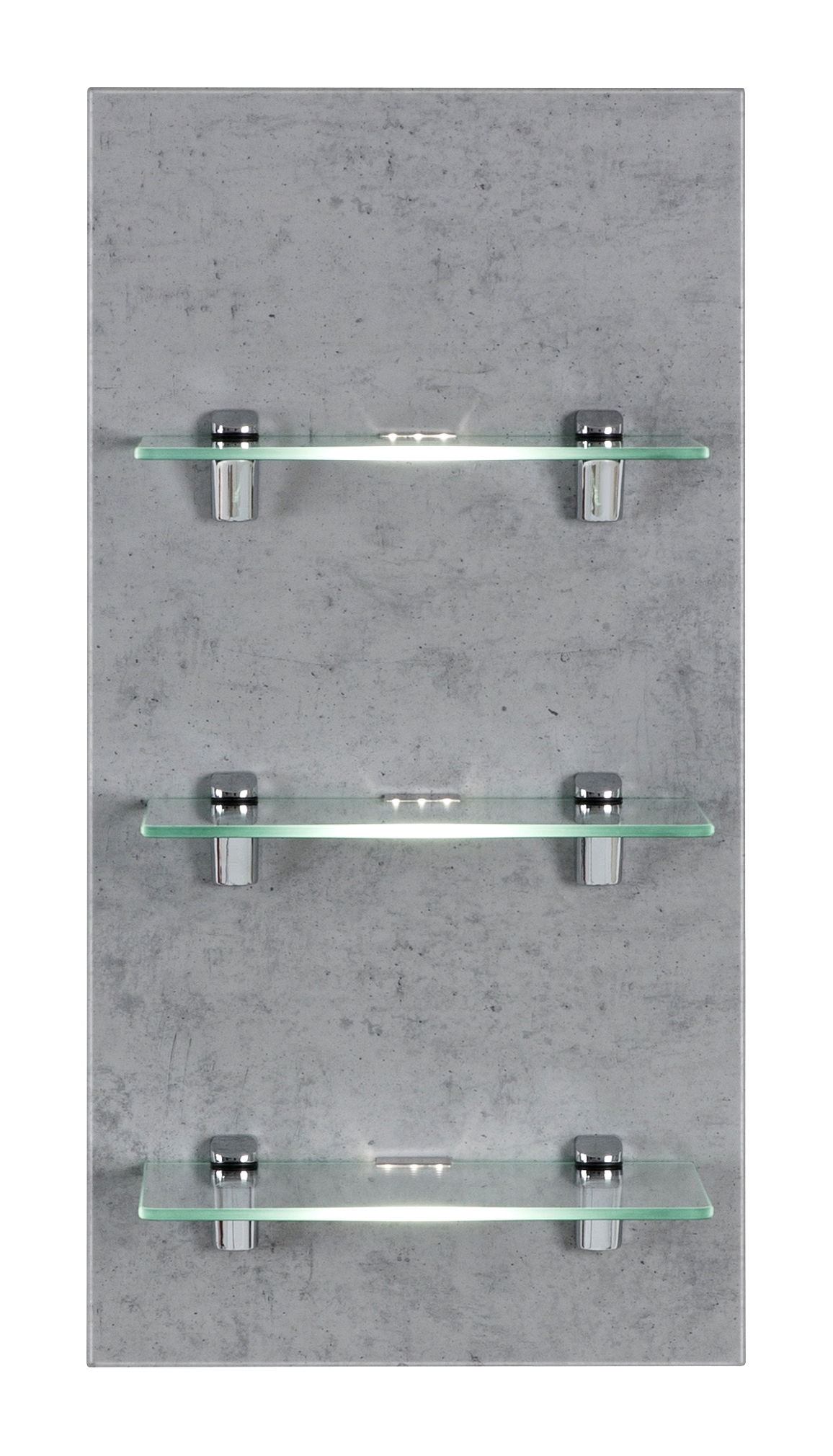 Saniclear Viva open kast met glazen planken en led verlichting 68cm betongrijs