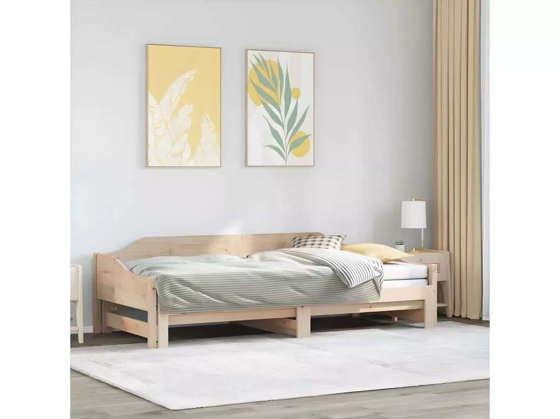 Lit de jour avec lit gigogne 90x190 cm bois de pin massif