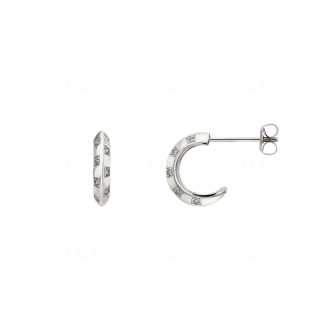 Halbkreolen 750/18 K Weissgold mit Diamanten 0.08 ct H/si