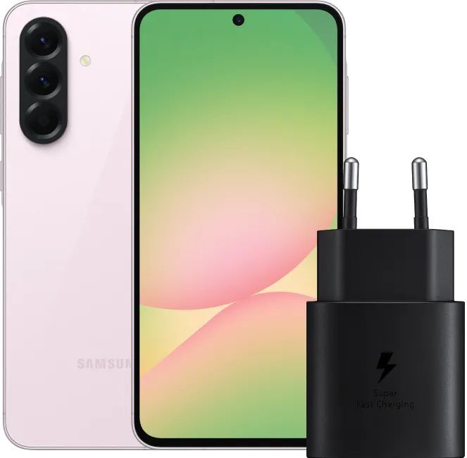Samsung Galaxy A56 - 128GB - Roze - 5G - Inclusief Oplader 25 Watt Zwart