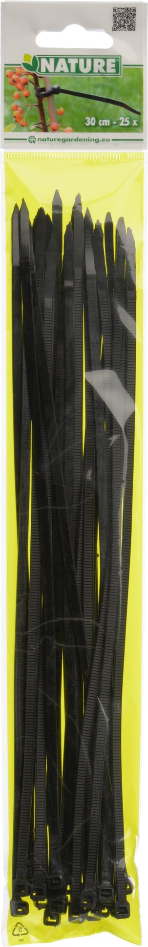 Nature kabelbinders 30 cm zwart 25 st