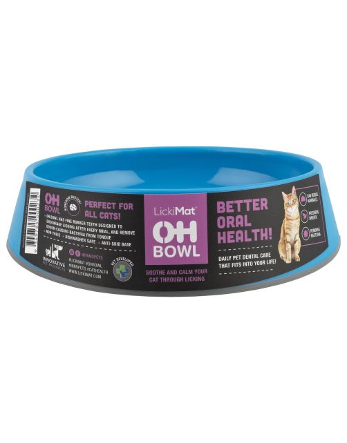 Lickimat Oh Bowl - Hairball Prevention - Oral Health - Kattenvoerbak - Ø16x5 cm Turquoise