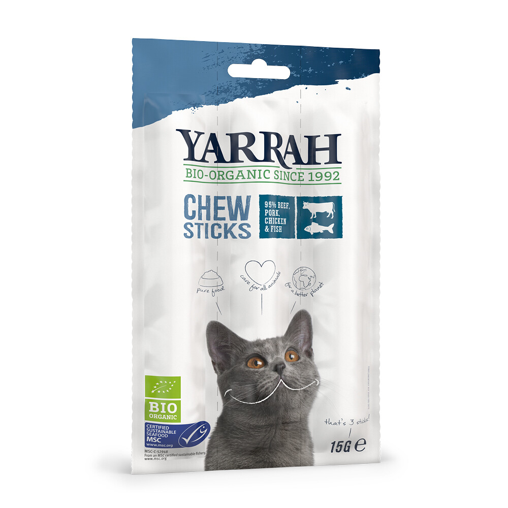 Yarrah Bio Kauwstaafjes Kat Vis3 stuks
