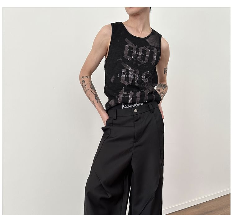 Nahagin - Effen pantalon met wijde pijpen en halfhoge taille