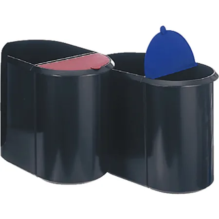 Helit H6103993 Duo-System-Papierkorb, schwarz/blau, 9l