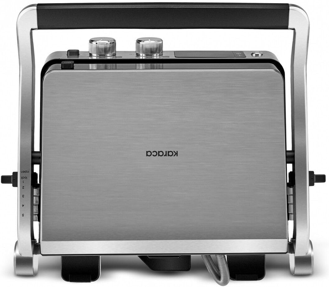 Karaca Compact Steel Sear & Grill Inox 2008 Sandwichmaker 3 in 1, Elektrogrill, Toaster Sandwichtoaster & Kontaktgrill mit Schnellaufheizung, Temperaturregelung & Höhenverstellung, Tost Makinesi