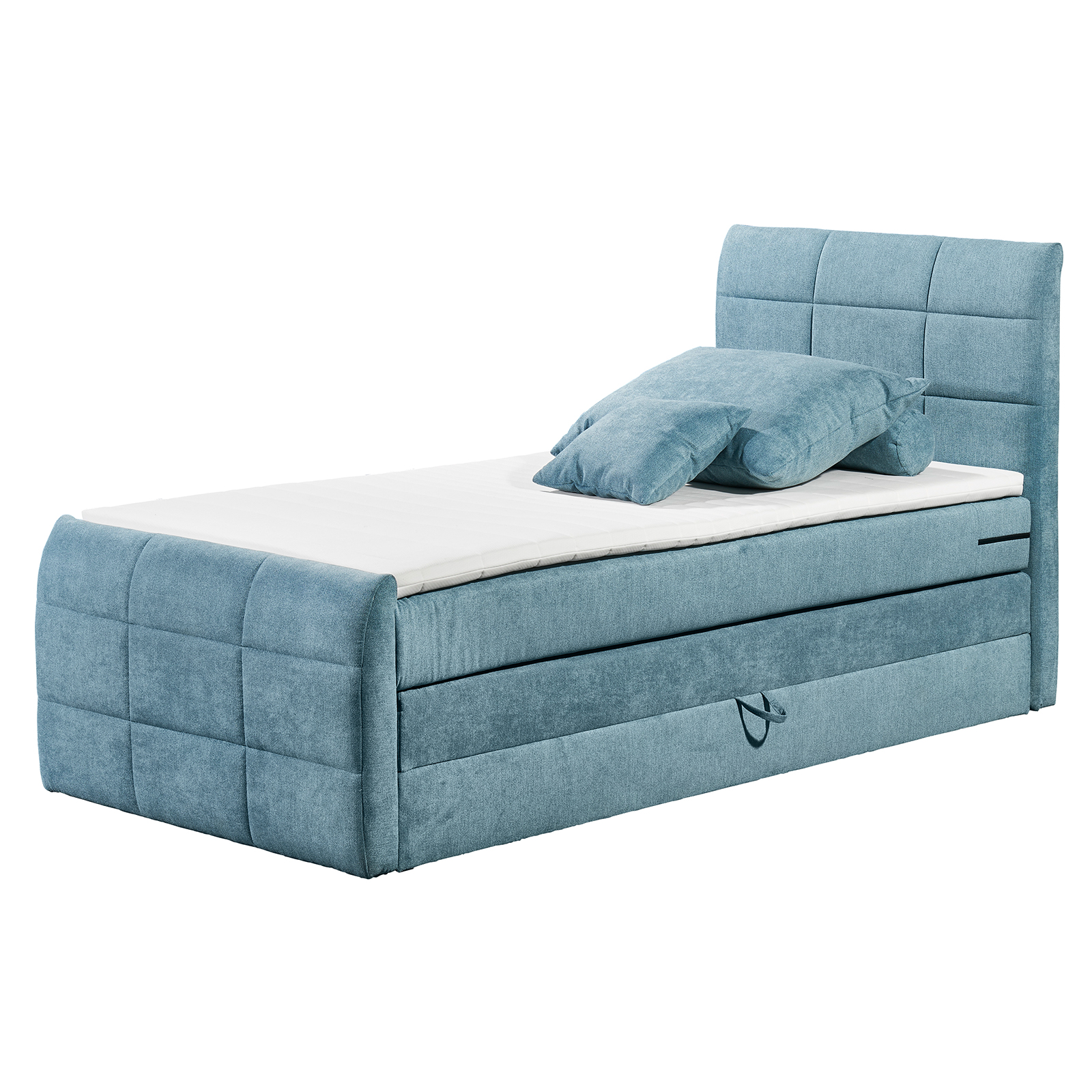 Boxspringbett - denim - H2 - 100x200 cm