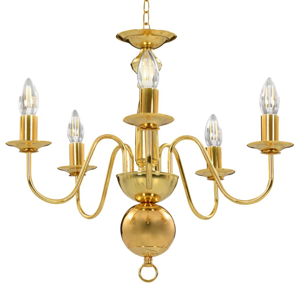 vidaXL Kroonluchter, Goud, 5 E14 Lampen
