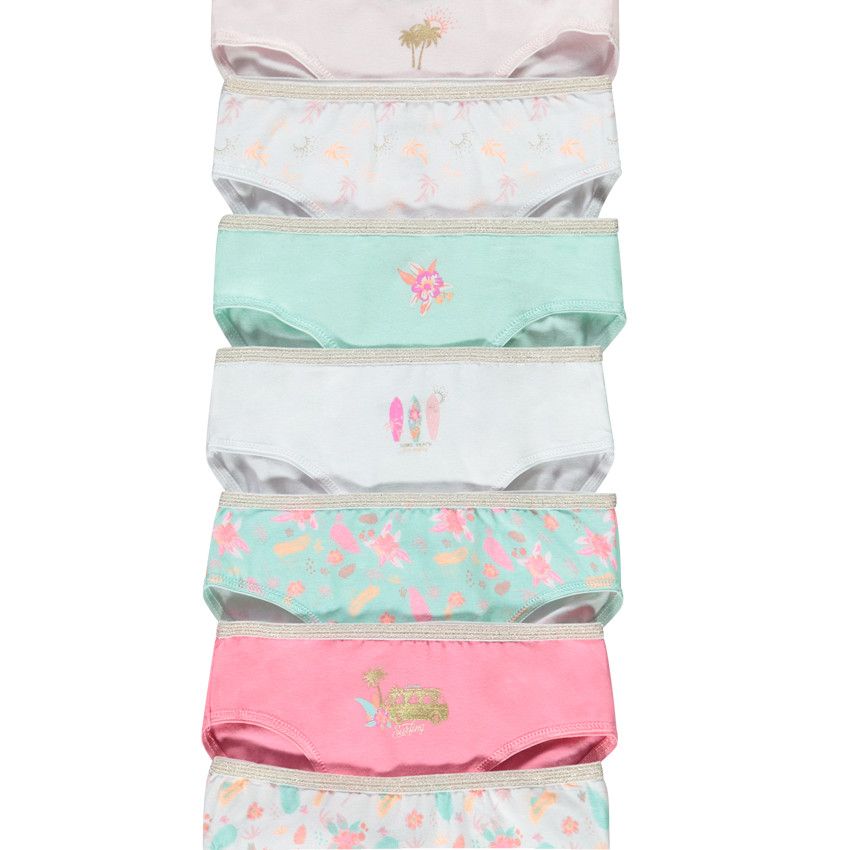 Lot de 7 culottes fantaisies en jersey pour fille - Corail