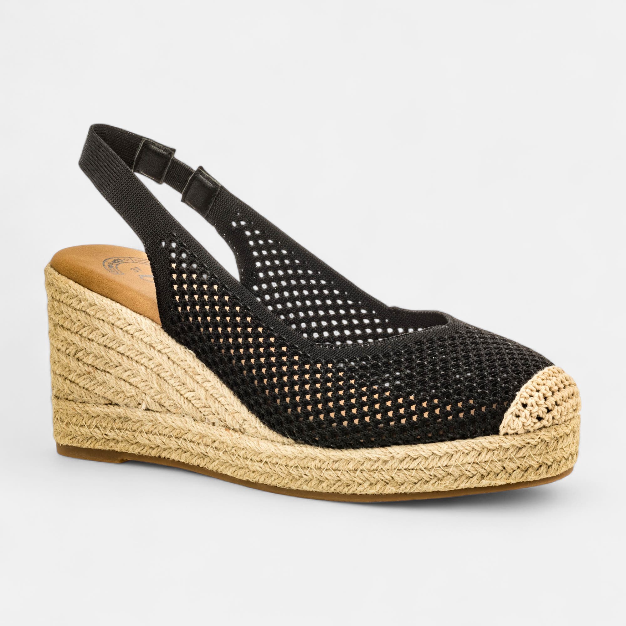 Espadrilles à talon compensé Femme noir