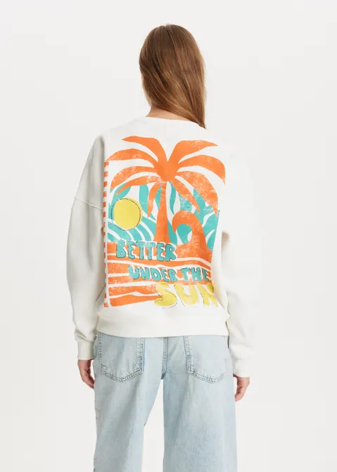 Sweater met print better sun off-white (WIT.O)