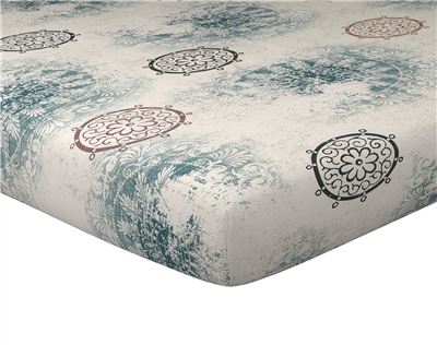 Linge de lit percale motif feuillage et rosaces - BECQUET CRÉATION