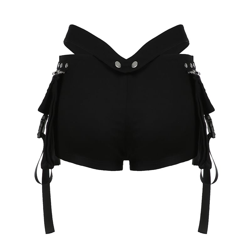 Honey River - Lage, effen cargobroek met uitsparingen, studs en gespen