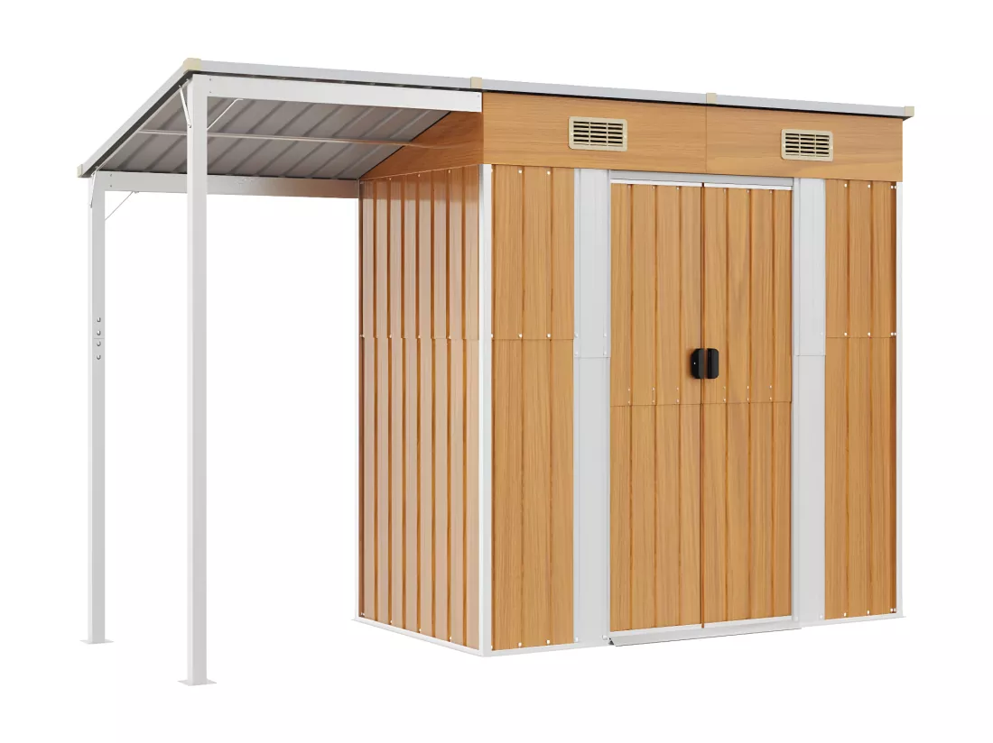 Abri de jardin avec toit prolongé marron clair 277x110,5x181