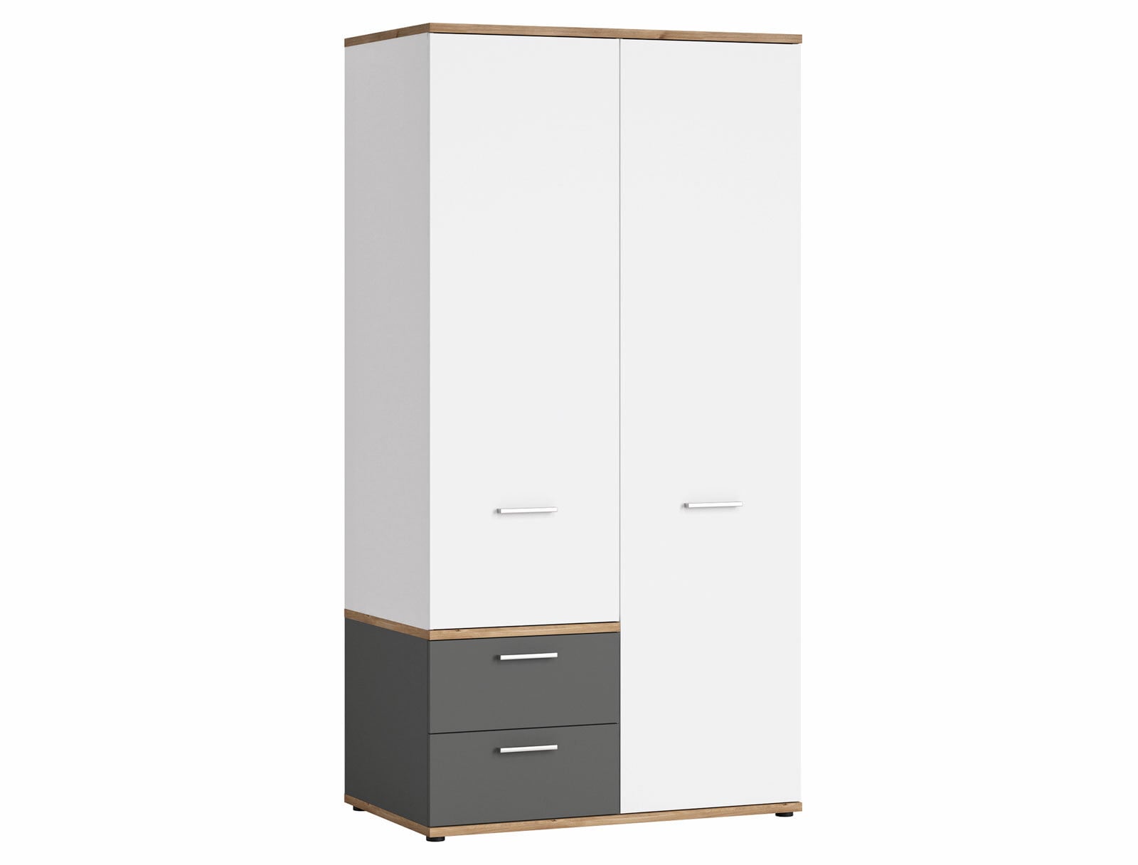 Kleiderschrank Twenty Eiche Castello Nachbildung Weiß Graphit 100x196x60 cm