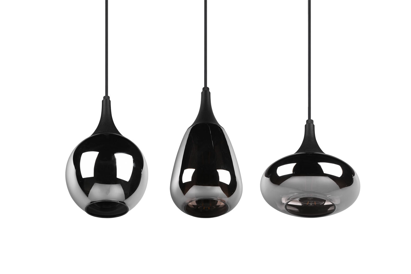 Retrofit Balkenpendel Lumina 3-flammig schwarz 68x19cm 150cm Metall Glas chrom bedampft