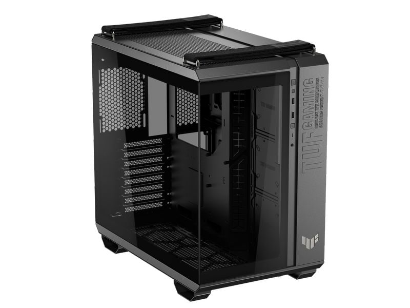 ASUS PC-Gehäuse TUF GAMING GT502 Horizon TG ARGB Schwarz Leistungsstarkes Midi-Tower-Gehäuse mit modularem Dual-Chamber-Design