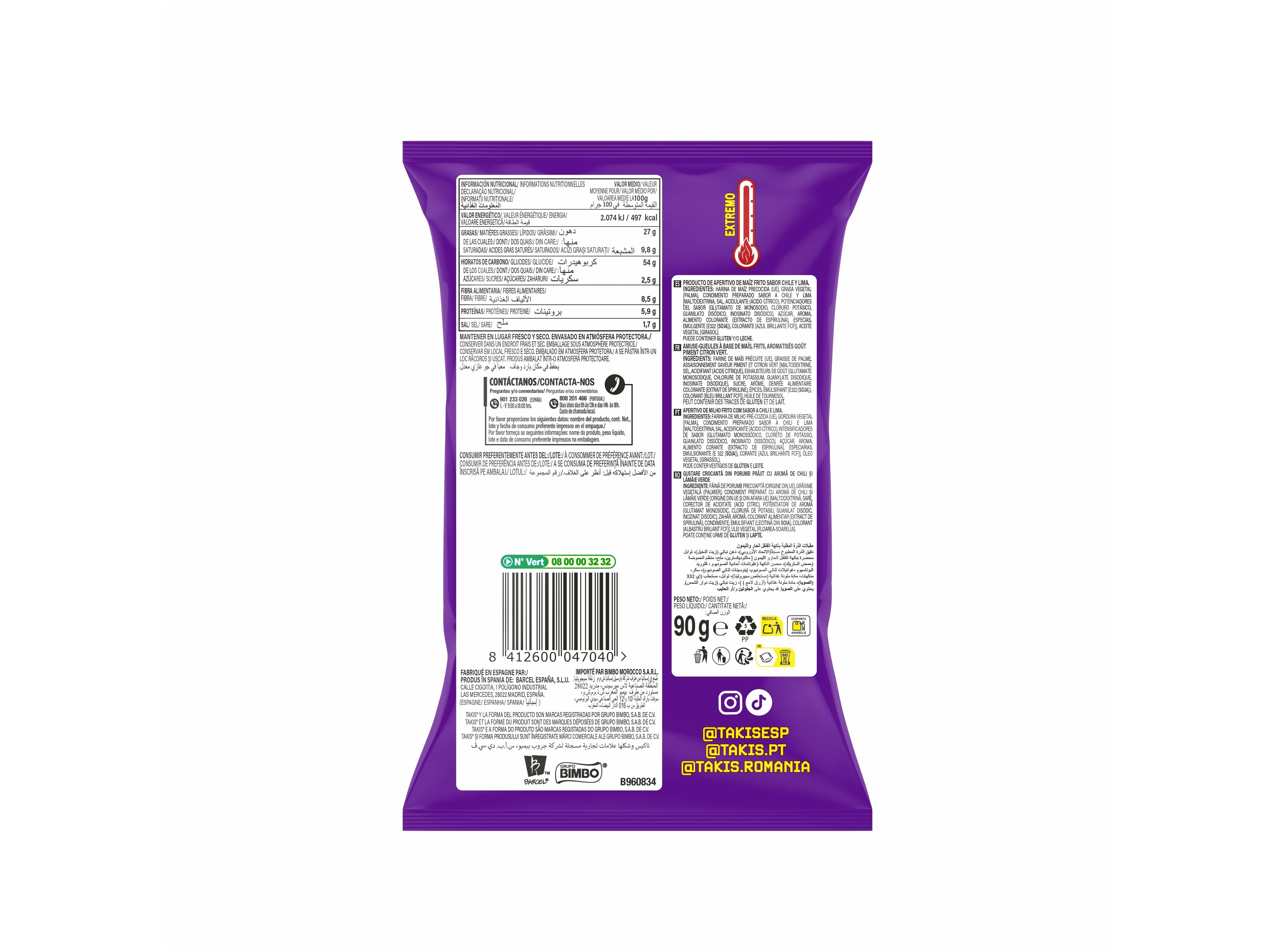 APERITIVOS TAKIS BLUE HEAT 90
