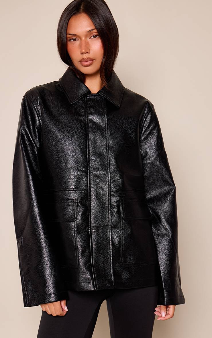 Noir Veste Oversize En Synthétiquecuir