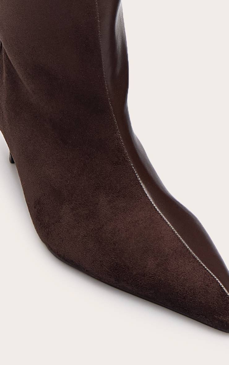 Chocolat Botte Haute À Talon En Synthétique Synthétique Contrastée