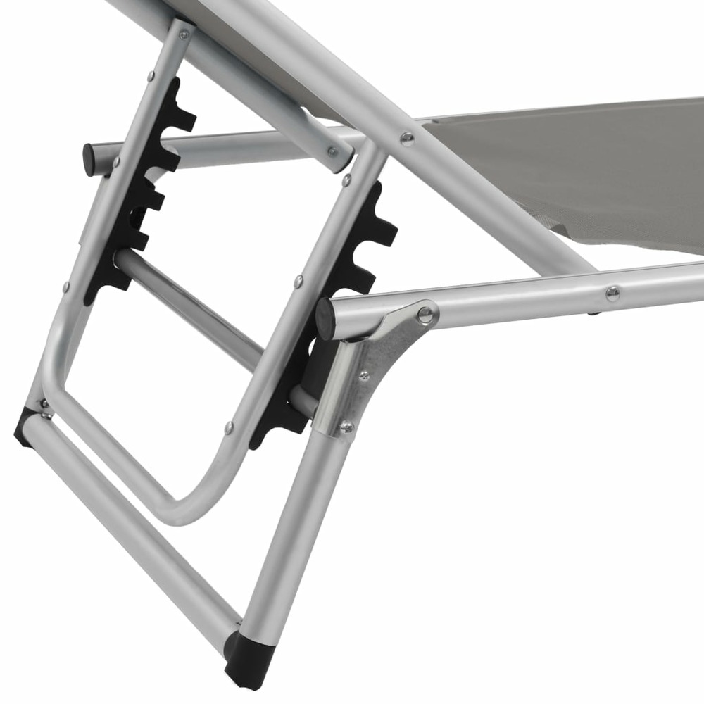 Chaises longues pliables et toit 2 pièces aluminium textilène gris