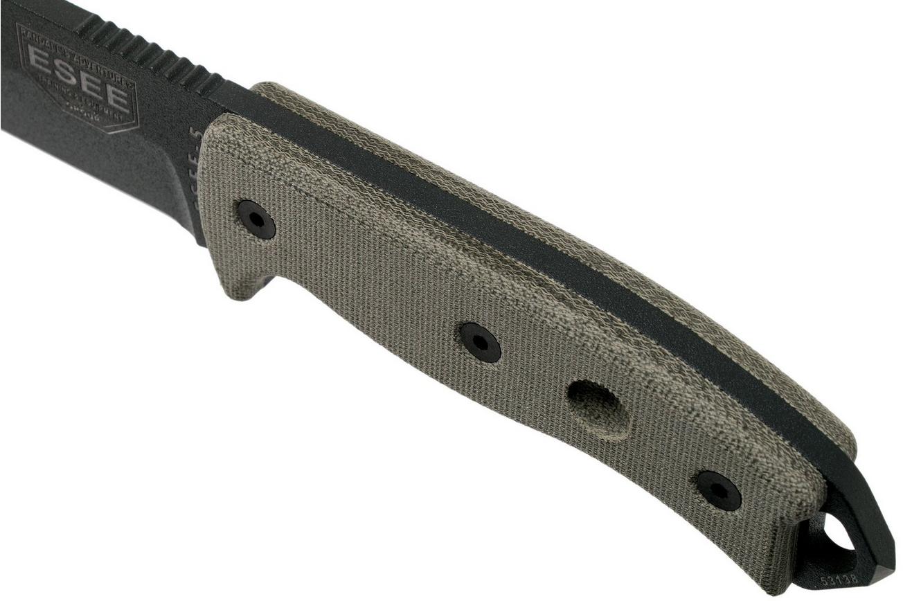ESEE Model 5 Tactical Gunsmoke, desert tan handle 5P-TG met kydex schede   riemclip