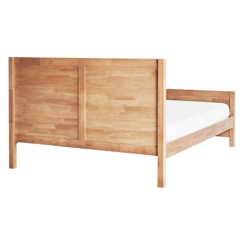 CHAMPAGNAT - Tweepersoonsbed - Lichtbruin - 140 x 200 cm - Rubberhout