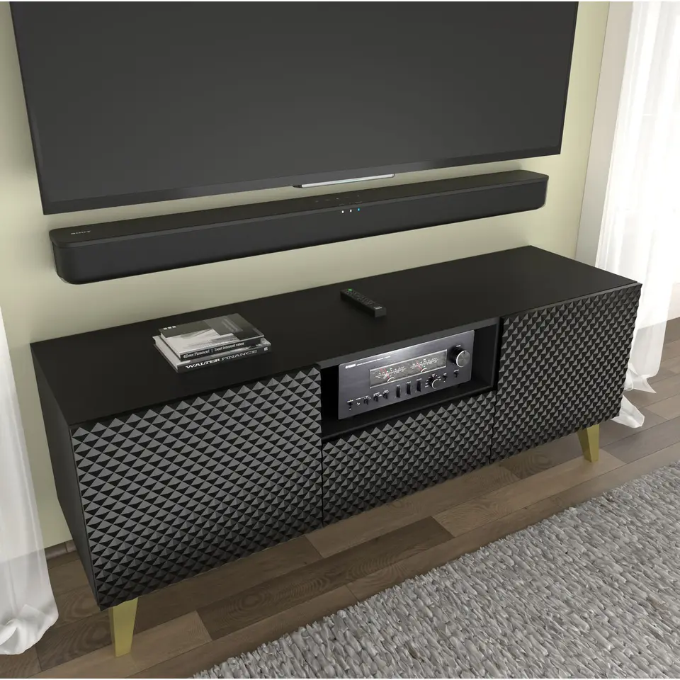 RTV-kast Ravenna PC 150 2D1S glanzend zwart (fronten)