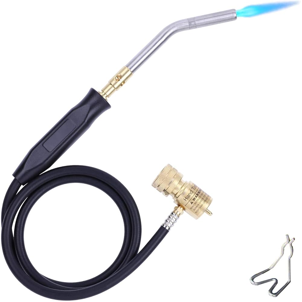 Aismrii Tuyau manuel pour chalumeau au propane, torche à gaz Mapp, torche de soudure, longueur du tuyau 1,5 m, température de fonctionnement maximale 1900 ℃ avec crochet (style basique) : Bricolage