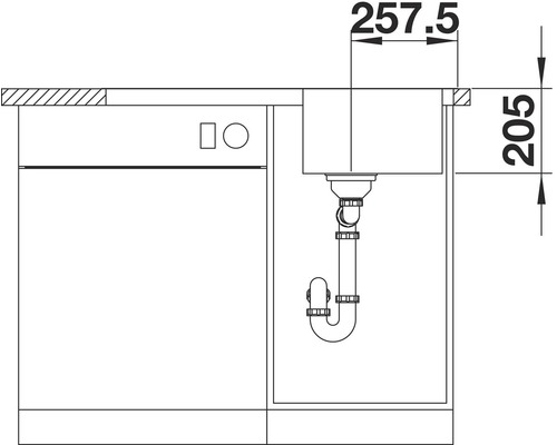 Blanco CLASSIMO 45 S-IF spoelbak, 860 x 500 mm, geborsteld roestvrij staal, 525330, 1 bak, zonder afdruiprek, bak rechts