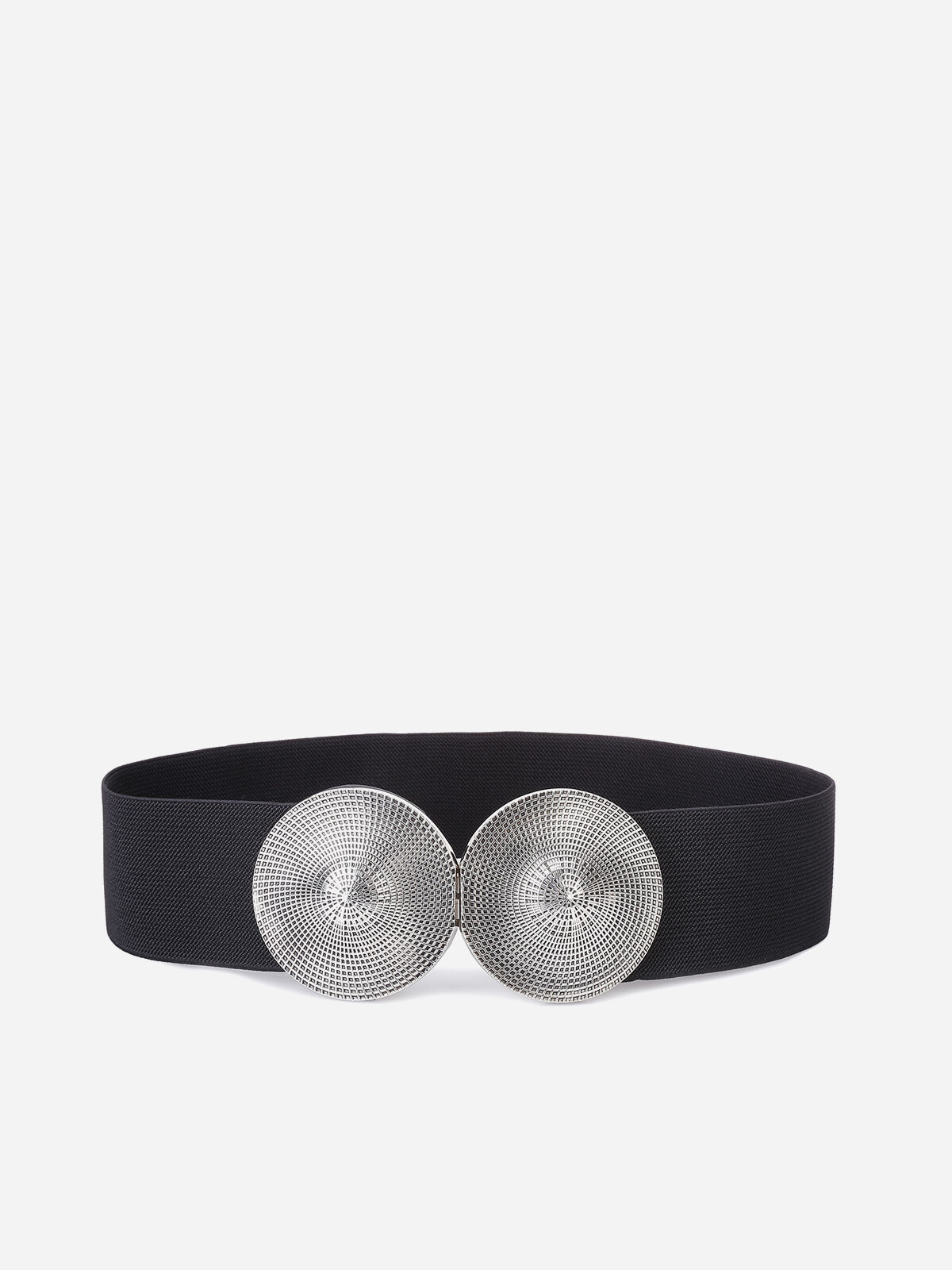Ceinture élastique avec double cercles texturés- Noir